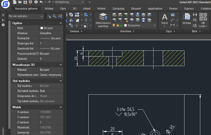 Projekt CAD wykonany w Gstarcad